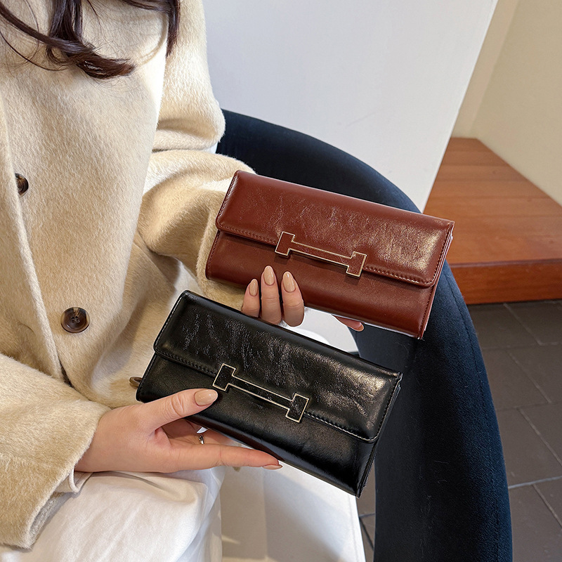 Ladies' Long Wallet, New Retro Niche Multi-Card Slot Cardholder, Large Capacity High-Aesthetic Premium Money Clip, Designer Wallet, Fashion Luxur