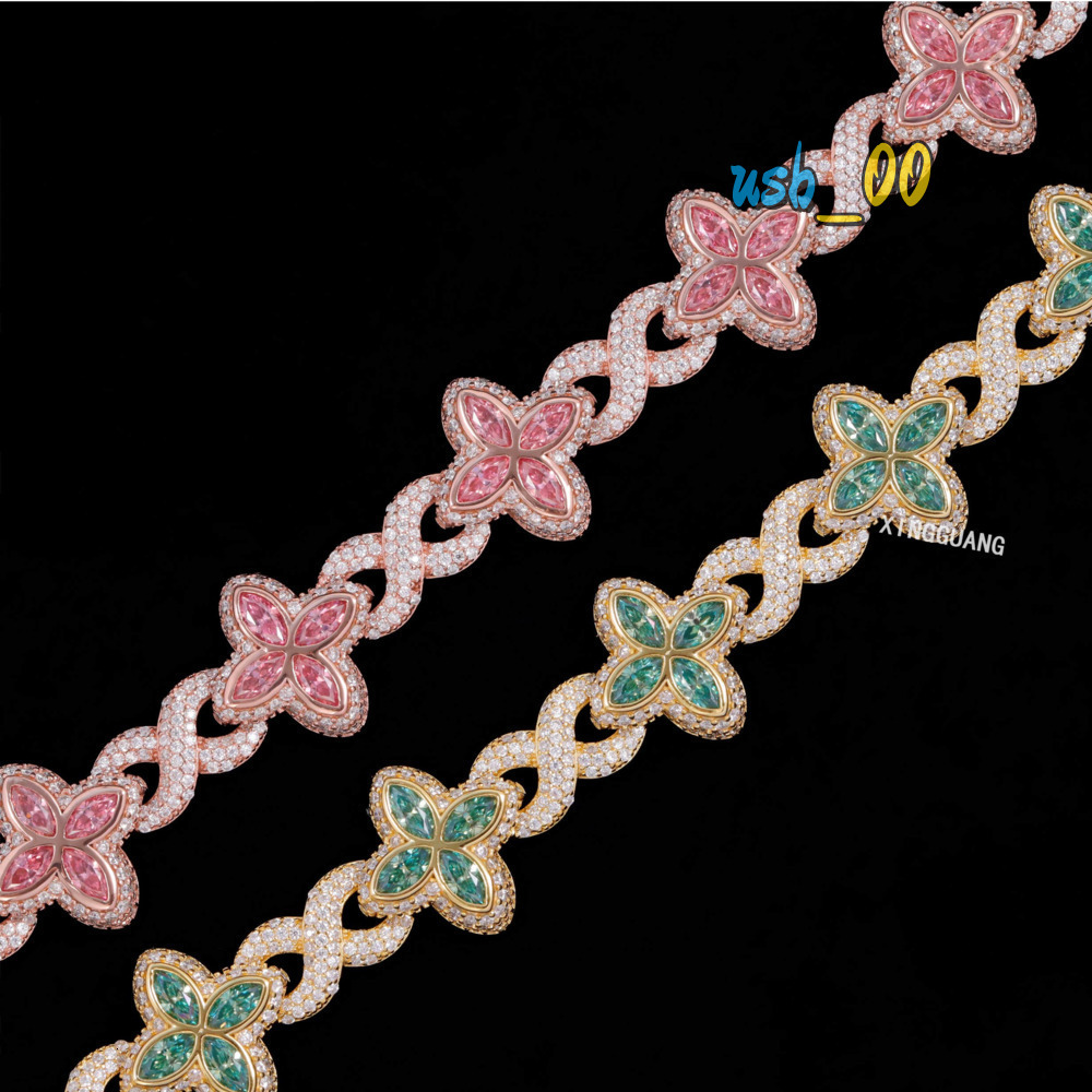 Xingguang jewelry 2025 new arrivals fashion jewelry 925 sterling silver vvs moissanite diamond four leaf clover bracelet
