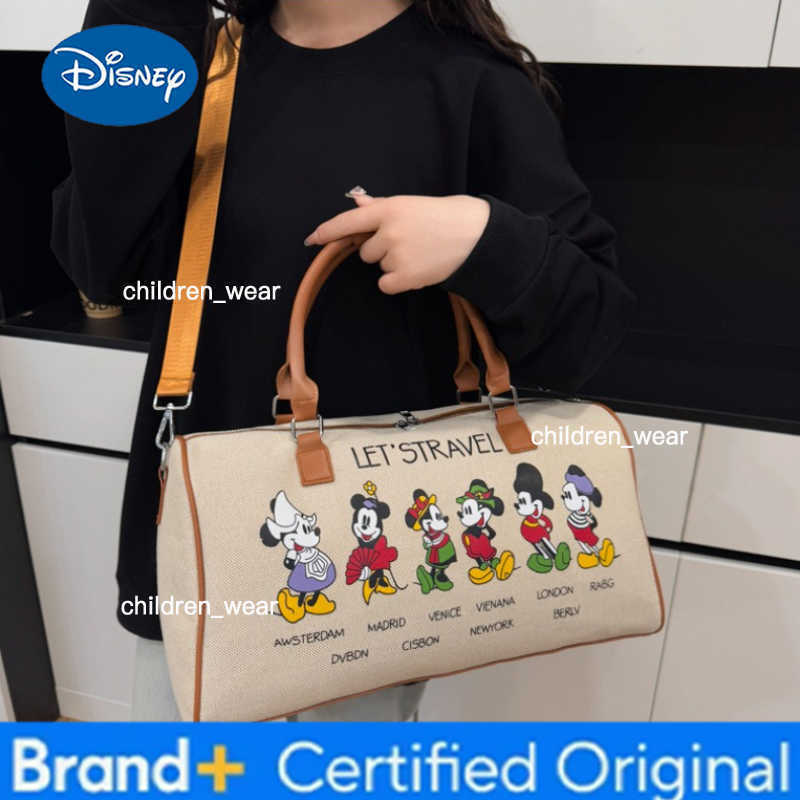 Disney 2026 New Mickey Travel Bag for Men and Women Large Capacity Luggage Bag Travel Fitness Bag with Shoe Compartment Handbag H260421
