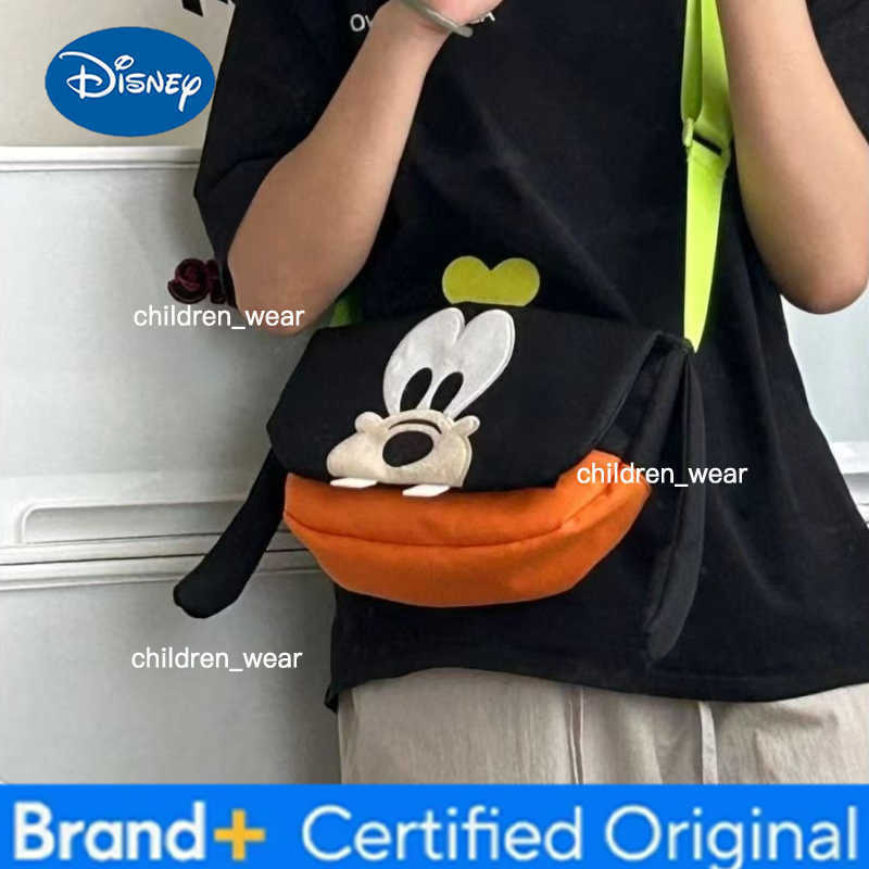 Disney Goofy High-Quality Creative Personality Boys and Girls Shoulder Bag Anime Cartoon Commuter Simple Crossbody Canvas Bag H260421