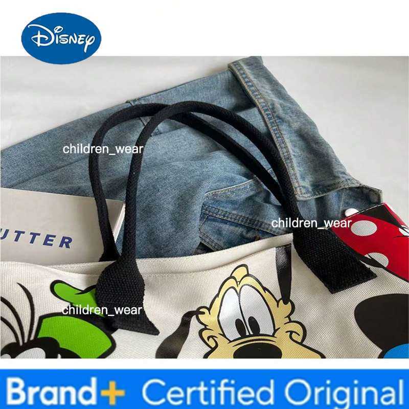 Disney Mickey Mouse Cute Cartoon Versatile Large Canvas Shoulder Bag Goofy Tote Bag Leisure Student Handbag Birthday Gifts H260421