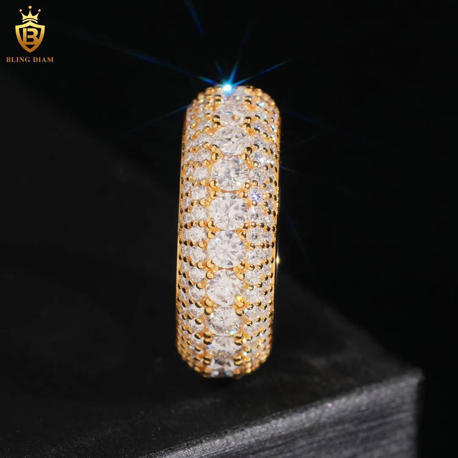 Fashion 925 Sterling Silver Moissanite Ring Iced Out Moissanite HipHop Style Ring Fine Jewelry Ring Pass Diamond Test with GRA