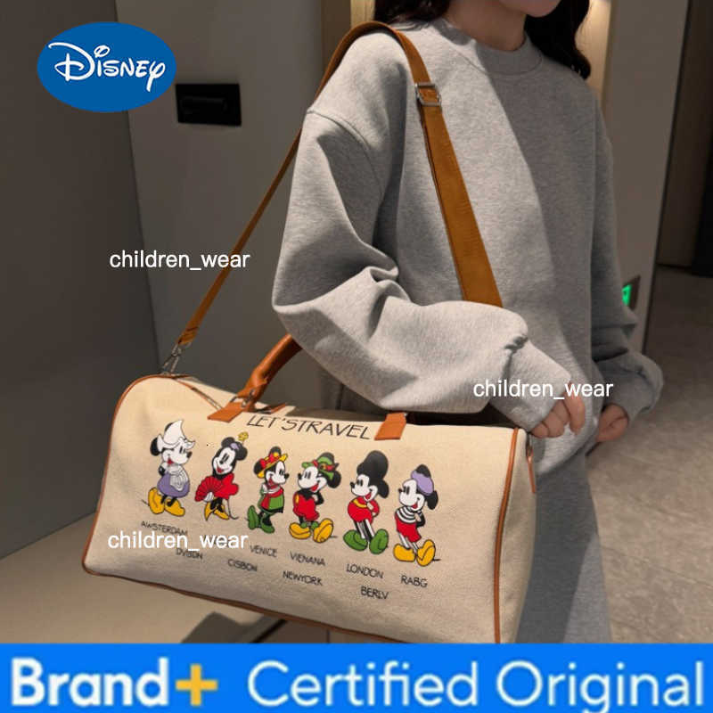 Disney 2026 New Mickey Travel Bag for Men and Women Large Capacity Luggage Bag Travel Fitness Bag with Shoe Compartment Handbag H260421