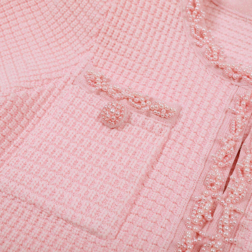 Designer's high-quality European and American summer A12 new women's fashionable knitted bead decoration slim fit A-line skirt