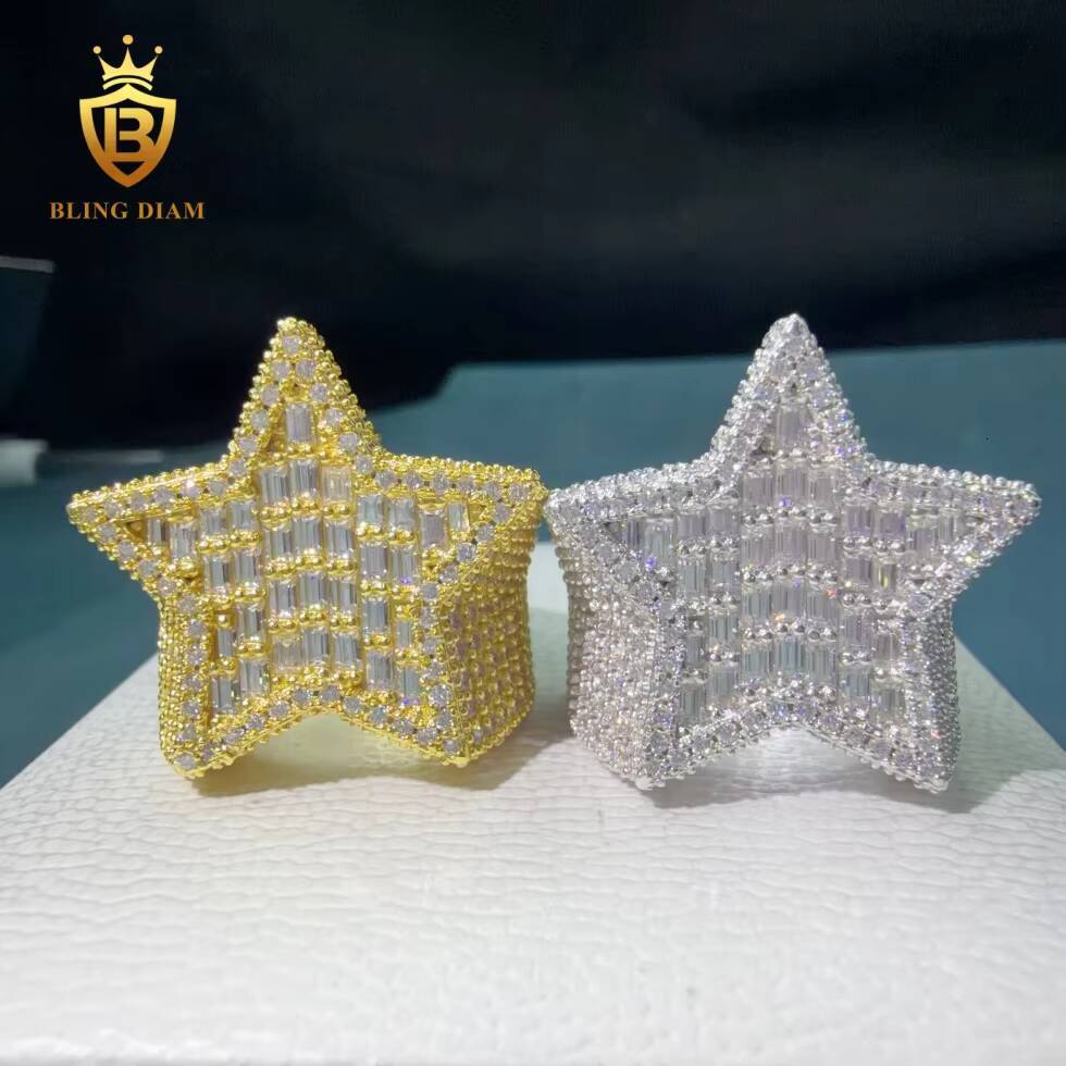 wholesale price Hiphop star 925 Sterling Silver Engagement Moissanite Ring D VVS Fine Moissanite Jewelry for Men rapper