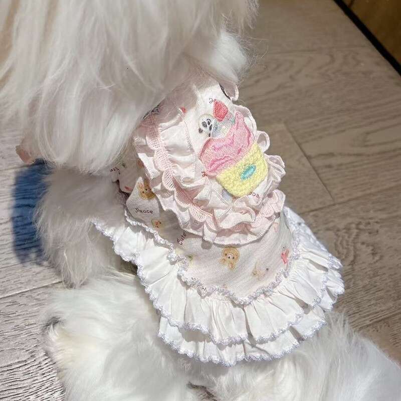 Famous brand Heavy Craft Princess Style Pet Dog Summer Lace Dress Bichon Yorkie Comfortable Clothes pupakaIK