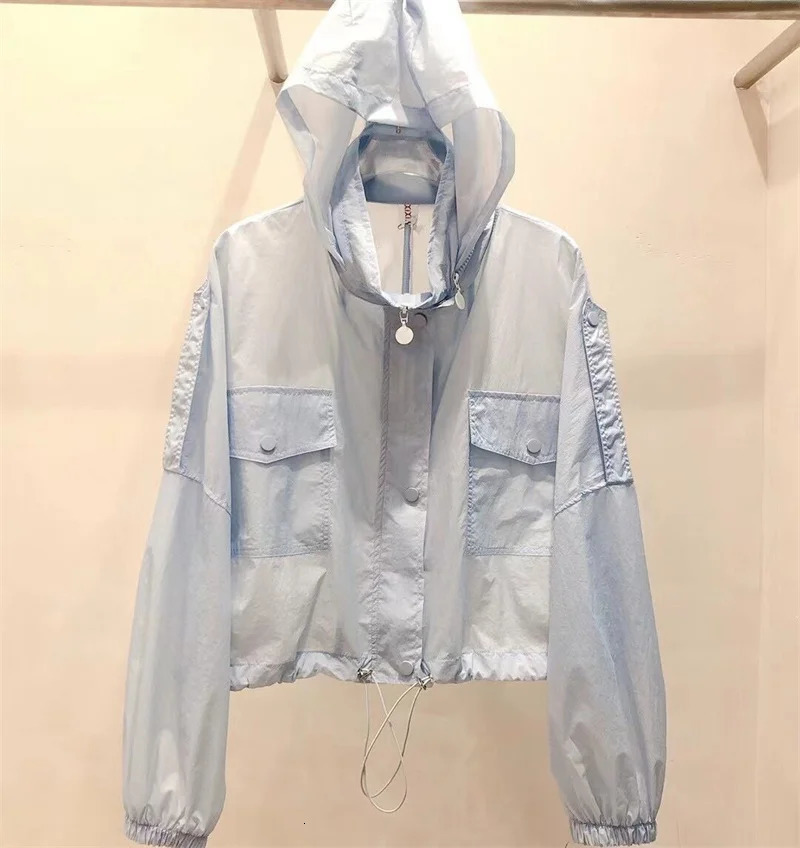 Sunscreen clothing for womens outerwear trend in UV resistant summer thin hooded and sun proof windbreaker jacket 4XL 260421