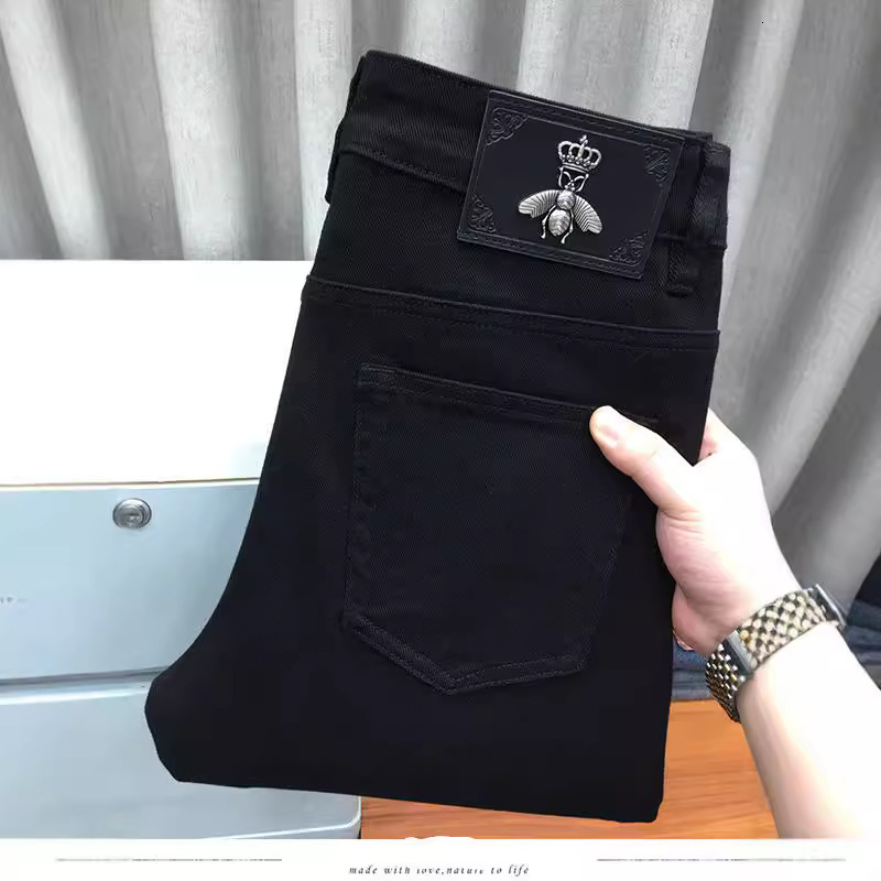 Designer's New Black Straight Leg Pants High-end Loose Jeans For Men's Summer Collection Versatile And Trendy Plus Size Pure Black Business 