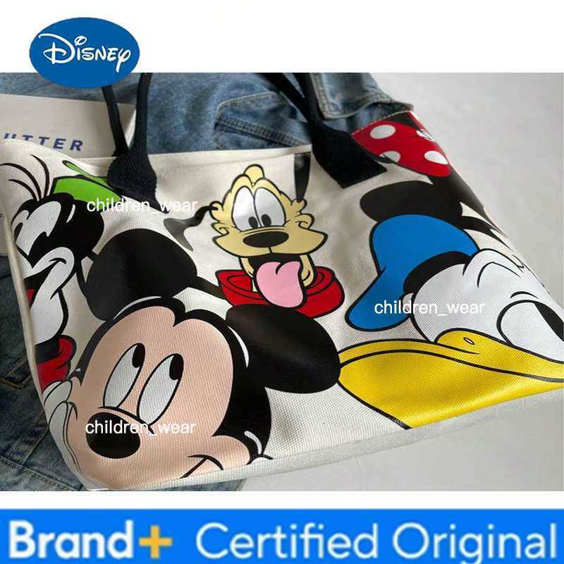 Disney Mickey Mouse Cute Cartoon Versatile Large Canvas Shoulder Bag Goofy Tote Bag Leisure Student Handbag Birthday Gifts H260421