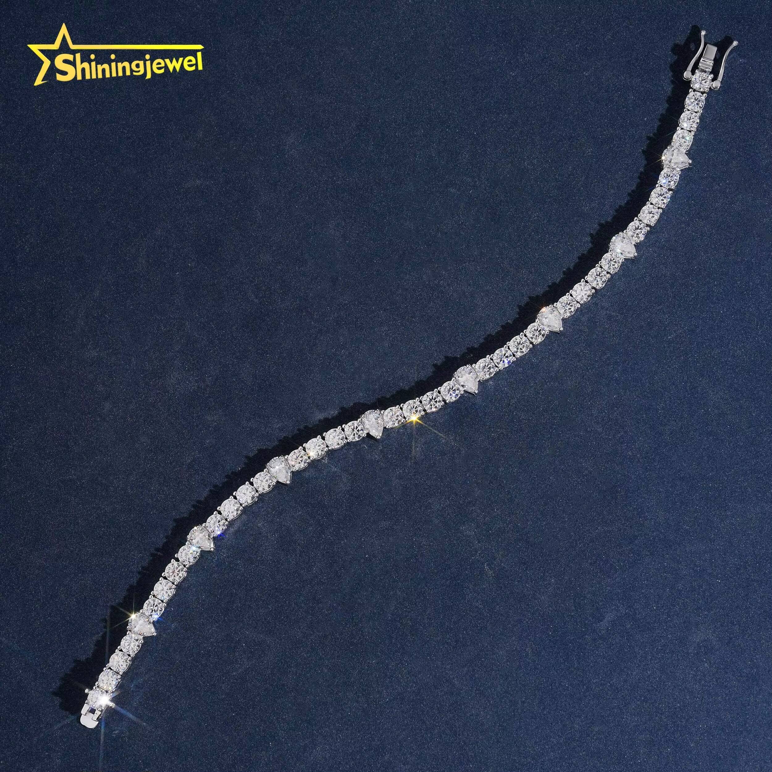 Sterling 925 Silver 4MM Round Diamond Necklace VVS D Moissanite Iced Out Hip Hop Moissanite Jewelry Pear Cut Tennis Bracelet