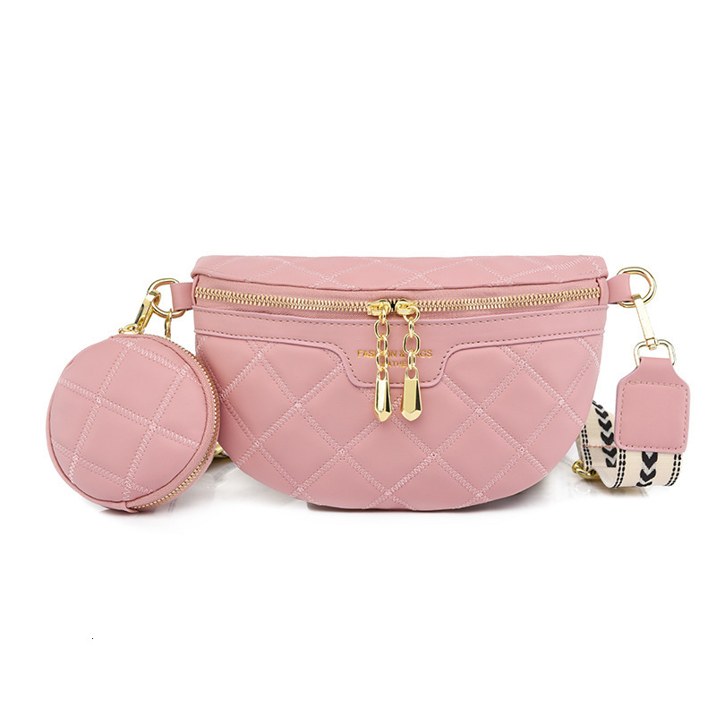 Elegant Diamond Lattice PU Leather Waist Bags For Women Trendy Waist Packs Female Fanny Pack Colourful Letter Strap Chest Bag