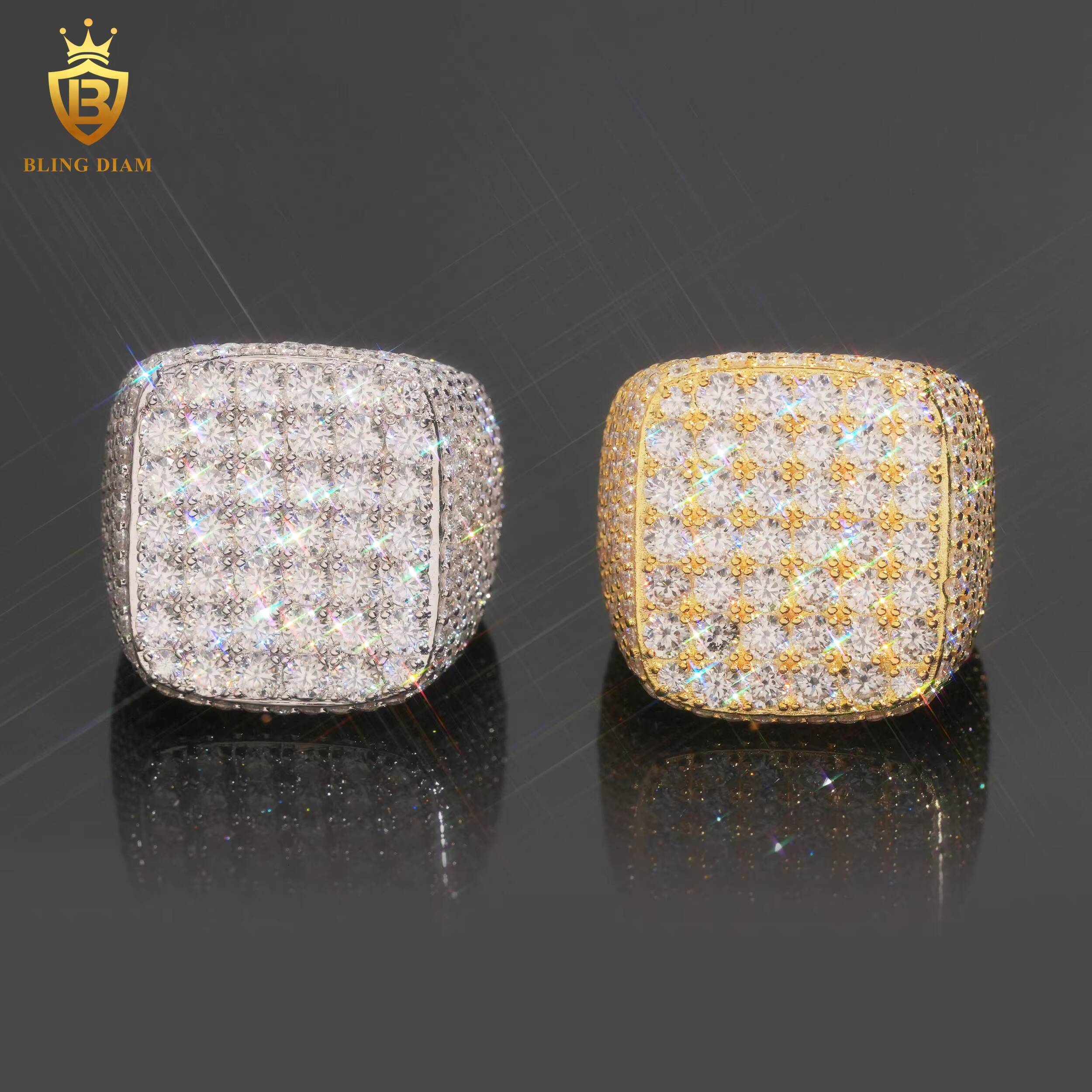 Hot Sale 925 Silver Moissanite Rings Fine Jewelry Iced Out Moissanite HipsHop Style Jewelry Rings Pass Diamond Test in Stock GRA