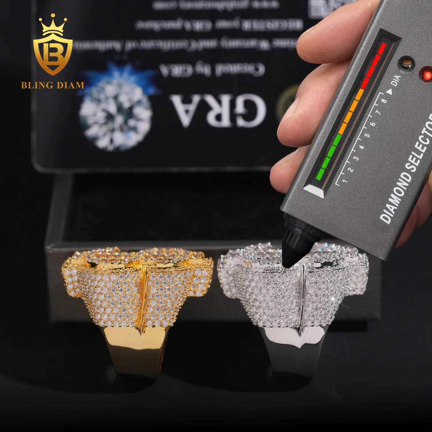 New Arrivals Silver 925 Mens Rings Fine Jewelry Iced Out Vvs Moissanite Custom Hip Hop Moissanite Jewelry Dollar Ring