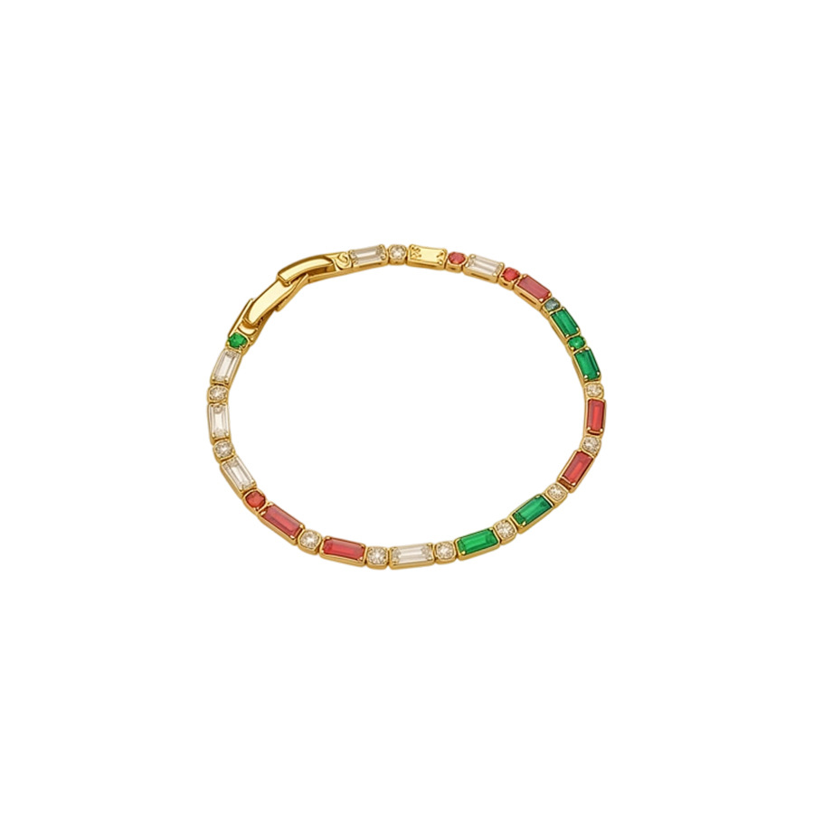 New model inlaid with three rows of colorful zircon tennis hip-hop bracelet, fashionable, simple, light luxury, unisex bracelet - view 7