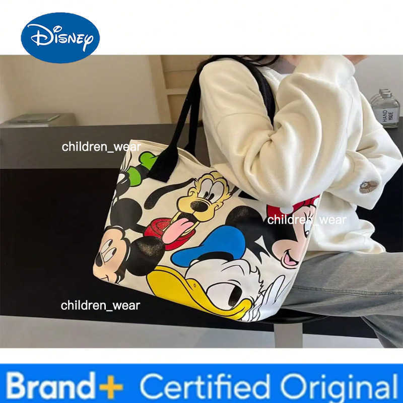 Disney Mickey Mouse Cute Cartoon Versatile Large Canvas Shoulder Bag Goofy Tote Bag Leisure Student Handbag Birthday Gifts H260421