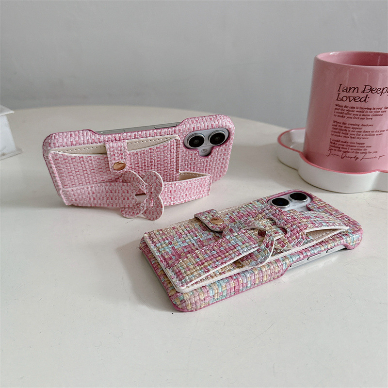 Woven pattern heart-shaped card holder case suitable for iPhone 14/13, 111, Apple 17/16/15 PRO MAX, 12