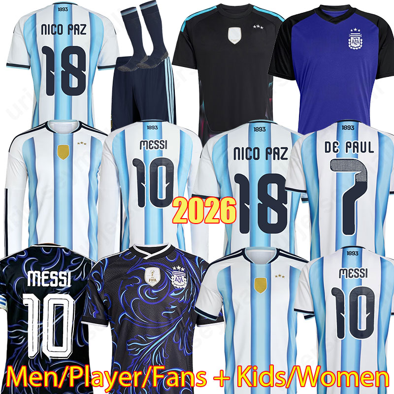 2026 Argentina 3XL 4XL MESSIS soccer Jerseys NICO PAZ MOLINA MARTINEZ Maradona de paul DI MARIA LO CELSO CARBONI MARADONA football shirt Men women Kids kit 799