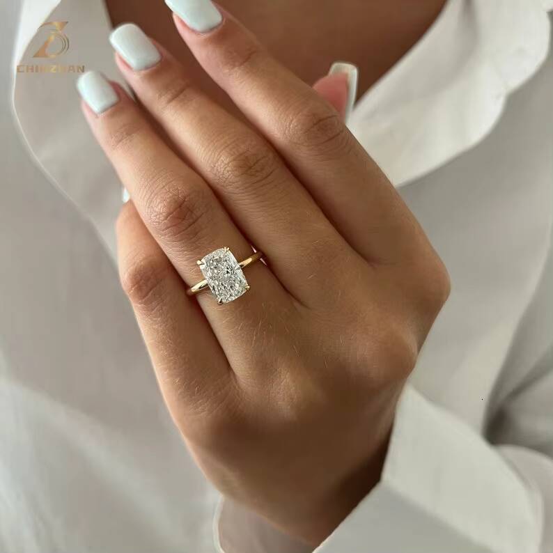 Custom 14k Yellow/Rose/White Gold Cvd F VS1 Cushion Cut 3ct Lab Grown Diamond Engagement Ring