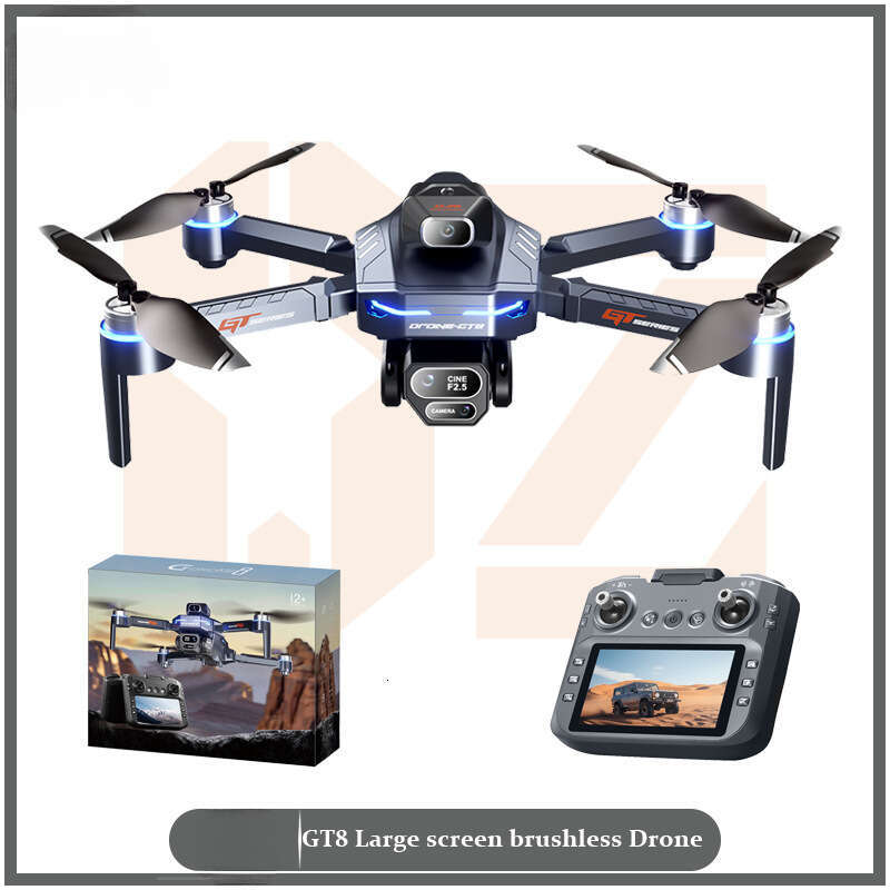 GT8 RC Drone 4.3 Inch Large Screen 4K HD Aerial Photography Brushless Motor Obstacle Avoidance Long Endurance Quadcopter Toy Gift CKS
