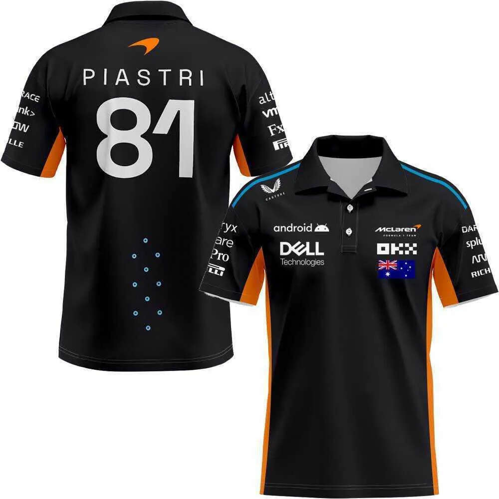 Mclaren F1 Designer Polo Shirt F1 Racing Suit Motorcycle Suit Breathable Quick Drying Round Neck Short Sleeved Mountain Bike Tshirt Cotton Polo Shirts A5d
