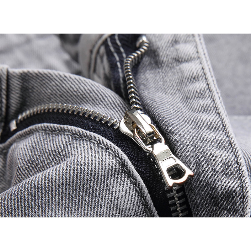 European Style Loose Men's Light Blue Distressed Designer Embroidered Jeans Luxury Men's Trendy Stretch Slim Fit American High Street Long P