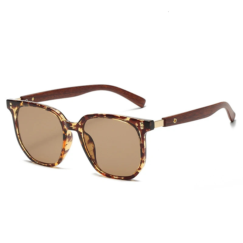 Trendy Wooden Grain Leg TR90 Sunglasses Men Women Korean Square UV400 Protective Sun Glasses S2299 260421