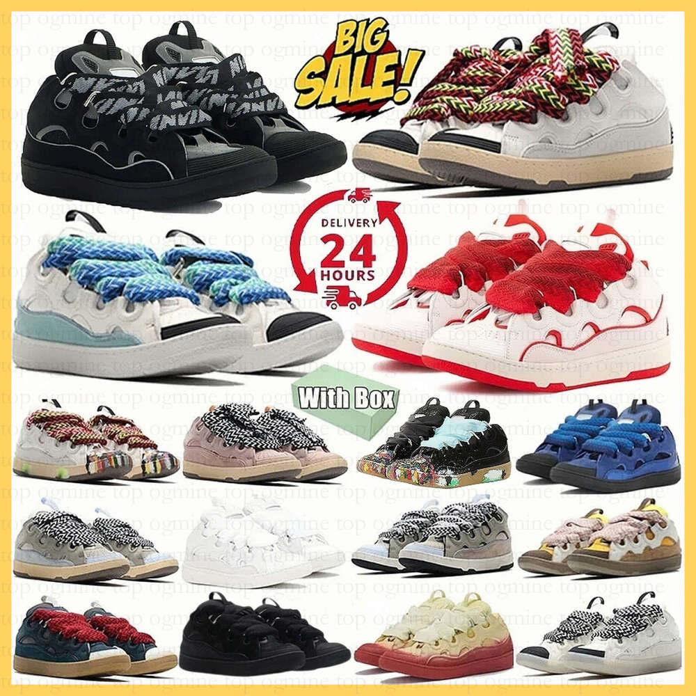 Top Qualtiy Curb Thick Tongues Designer Pairs Dress Shoes Men Women Lace-up Calfskin Rubber Sneakers Classic Plate-forme Platform Outdoor Sports Trainers