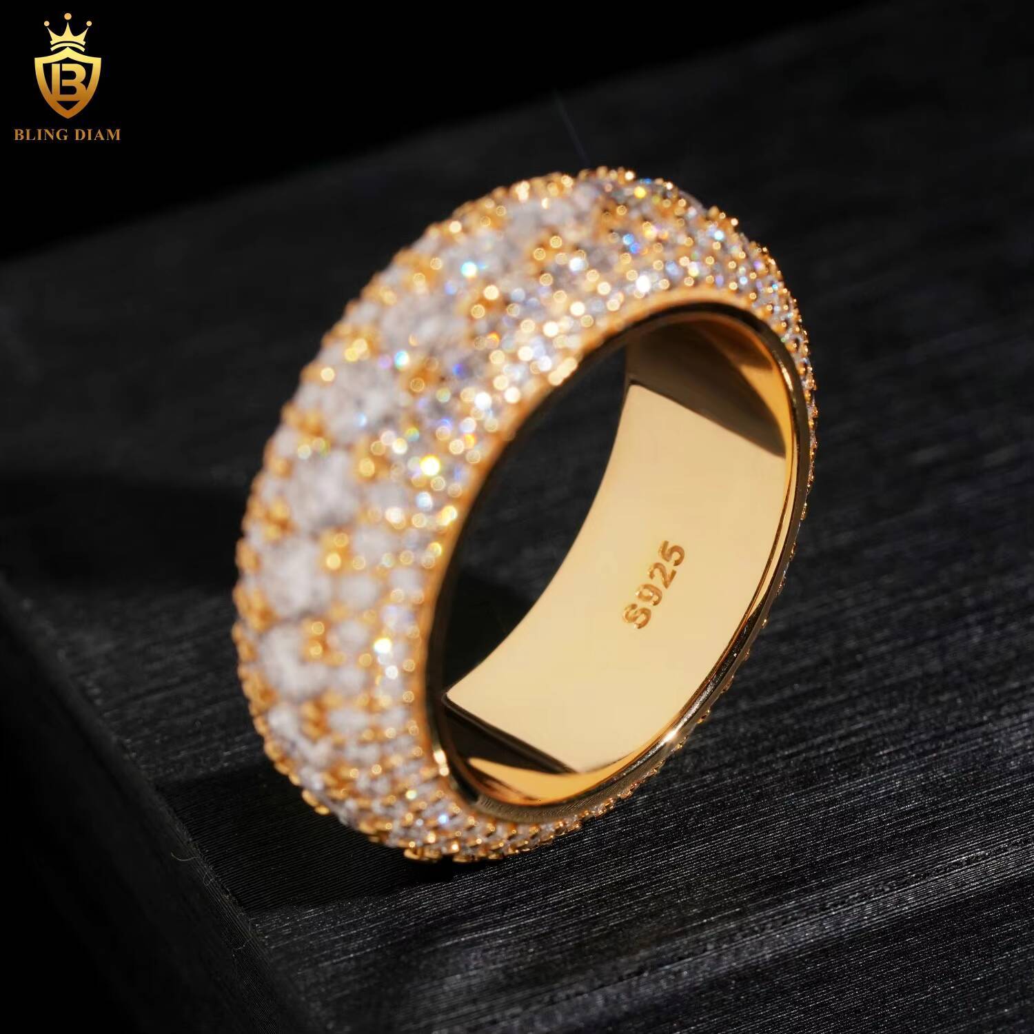 Fashion 925 Sterling Silver Moissanite Ring Iced Out Moissanite HipHop Style Ring Fine Jewelry Ring Pass Diamond Test with GRA