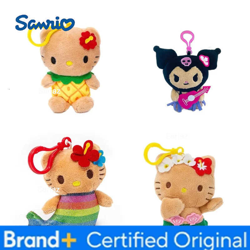 Sanrio Hot Anime Kuromi Dolls Filled Keychain Dark Skin Hawaiian Series Cartoon Accessory Toys Bag Pendant Charms H260421