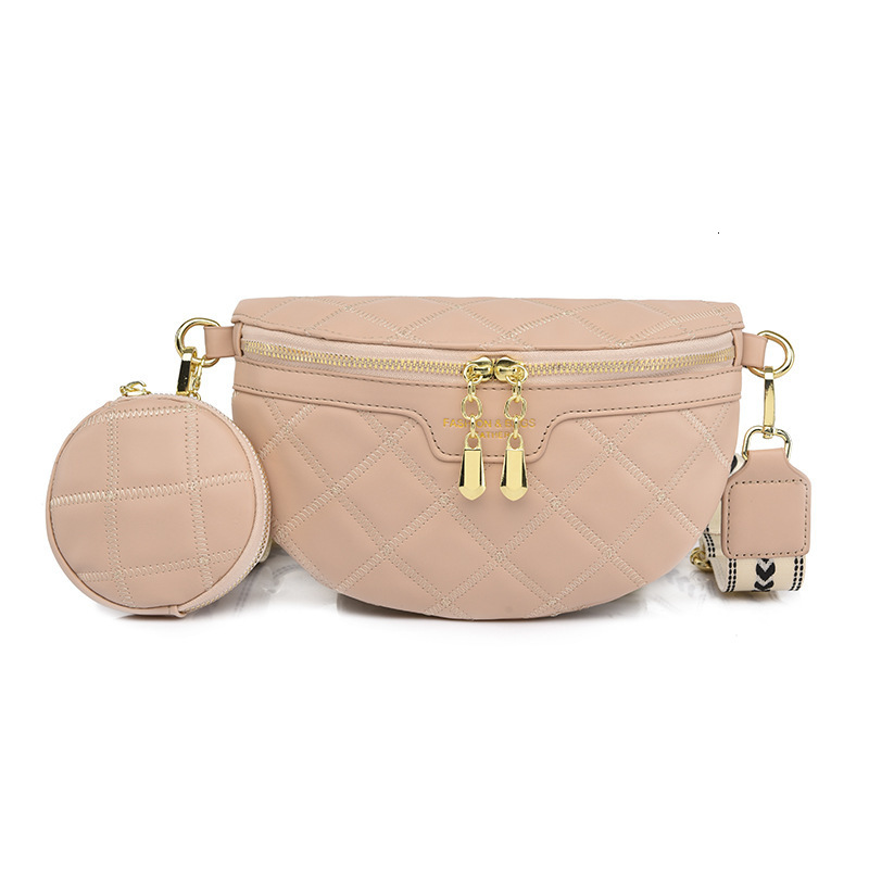 Elegant Diamond Lattice PU Leather Waist Bags For Women Trendy Waist Packs Female Fanny Pack Colourful Letter Strap Chest Bag