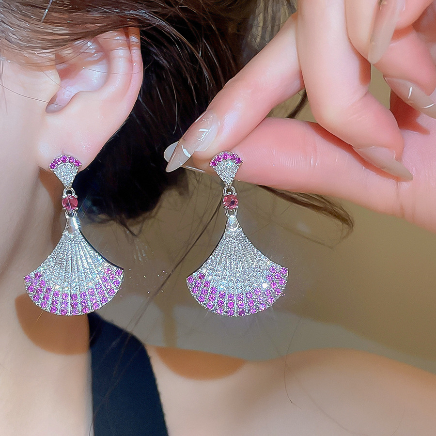 small skirt fan celebrity style high-end earrings for women, light luxury fashion stud earrings - view 3