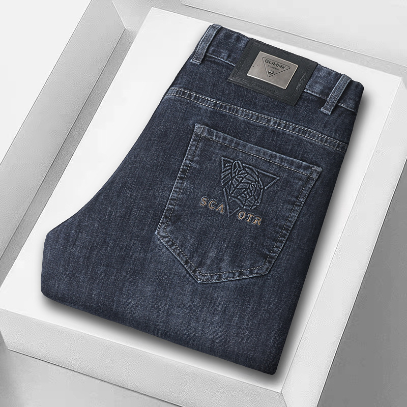 High End European Style Men's Jeans, With A Straight And Luxurious Cut Loose Fit Mid To High Waist Original Loose Steel Stamp By A Senior Designe