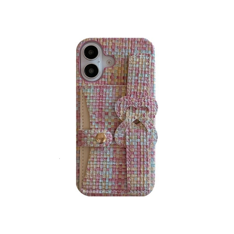 Woven pattern heart-shaped card holder case suitable for iPhone 14/13, 111, Apple 17/16/15 PRO MAX, 12