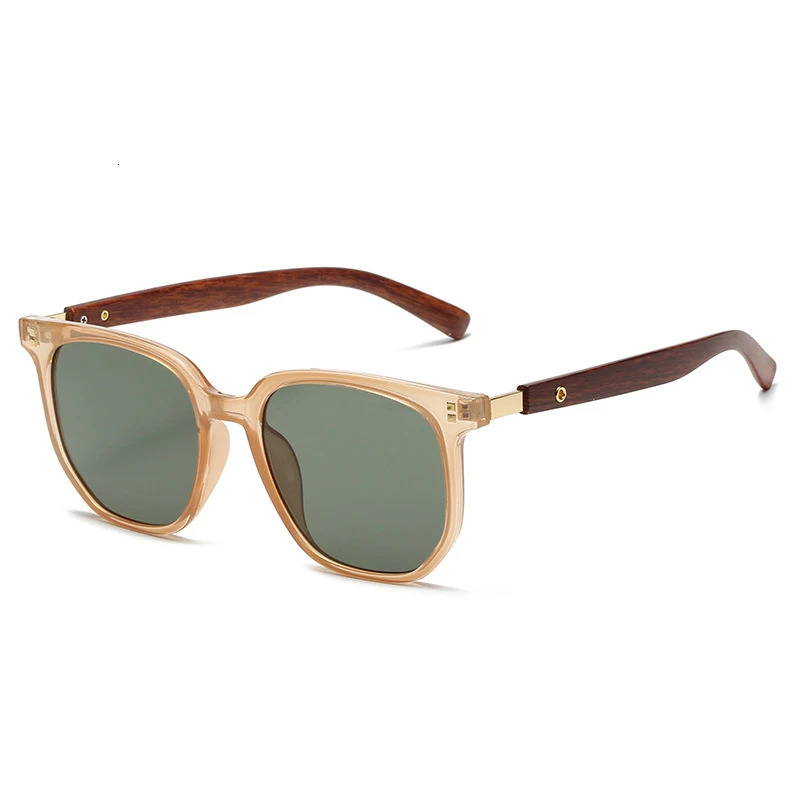 Trendy Wooden Grain Leg TR90 Sunglasses Men Women Korean Square UV400 Protective Sun Glasses S2299 260421