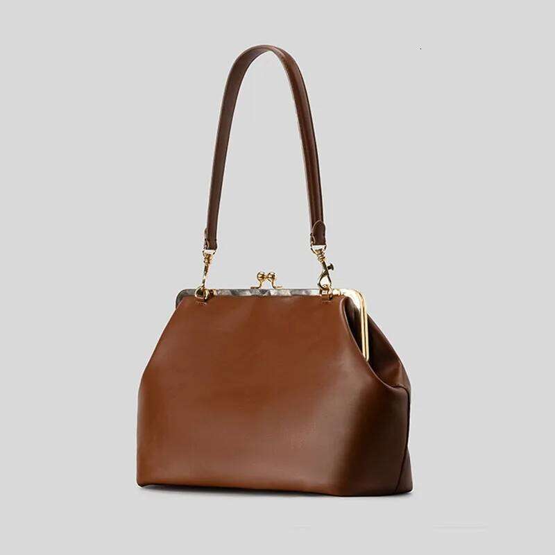 New Large Clip Clutch For Women Fashion Trend Shoulder Evening Bag Luxury Designer Soft Leather Frame Kisslock Shell Handbag Liksusie