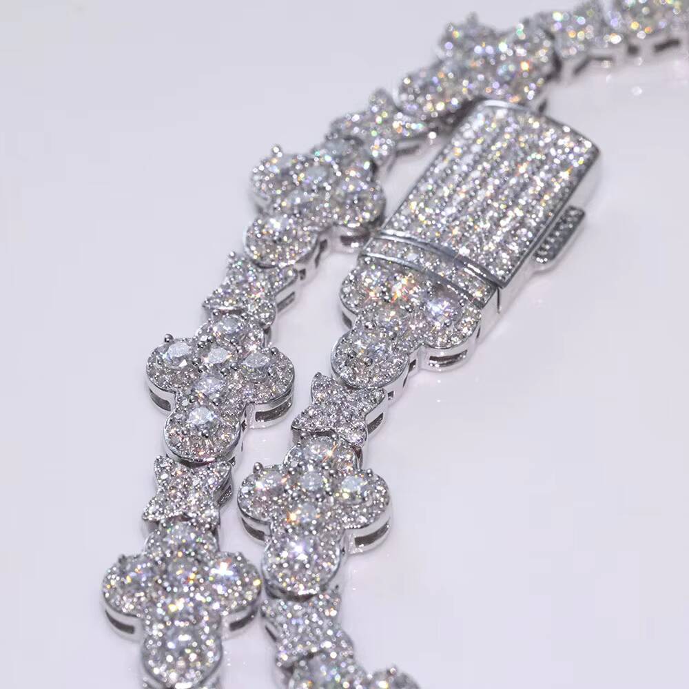 NUOYA Customizable 925 Sterling Silver Bracelet VVS Moissanite Gold Silver Cross Bracelet for Women Fine Chain Link Jewelry