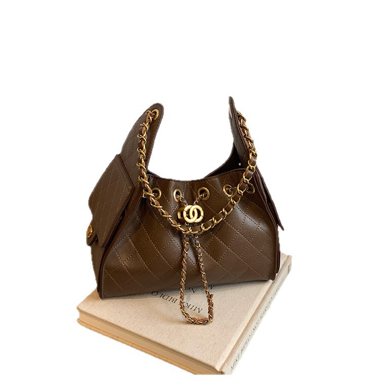 luxury designer bag 2026 Women's Viral Quilted Chain Bucket Bag, Large Capacity Shoulder Underarm, Motorcycle Style Purse free shipping