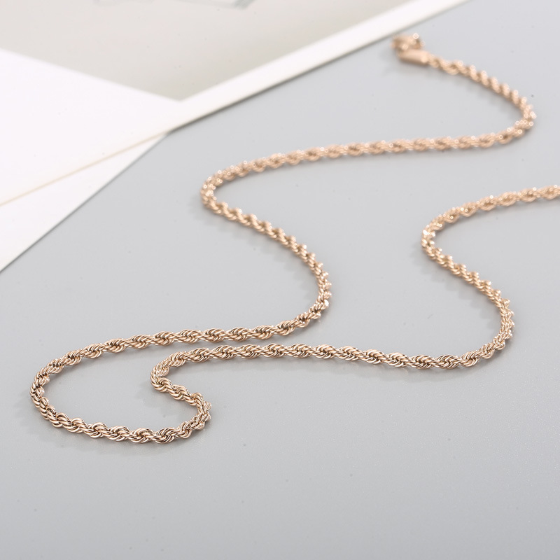 Chains 2/2.4/3/4/5/6/7/8mm Wide Rope Chain Necklace Stainless Steel Choker Men Women Jewelry Rose Gold Color