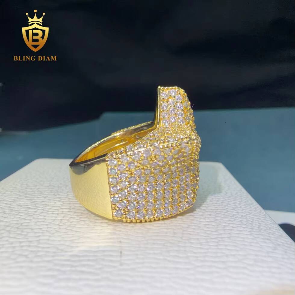 wholesale price Hiphop star 925 Sterling Silver Engagement Moissanite Ring D VVS Fine Moissanite Jewelry for Men rapper
