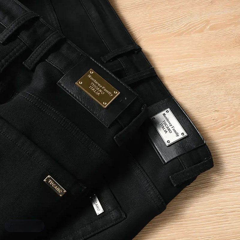 Pure Black Men's High-end Jeans Spring And Summer Slim Fit Style 2026 New Model Slim Fit Luxury Loose Straight Tube Elastic Casual Men's Des