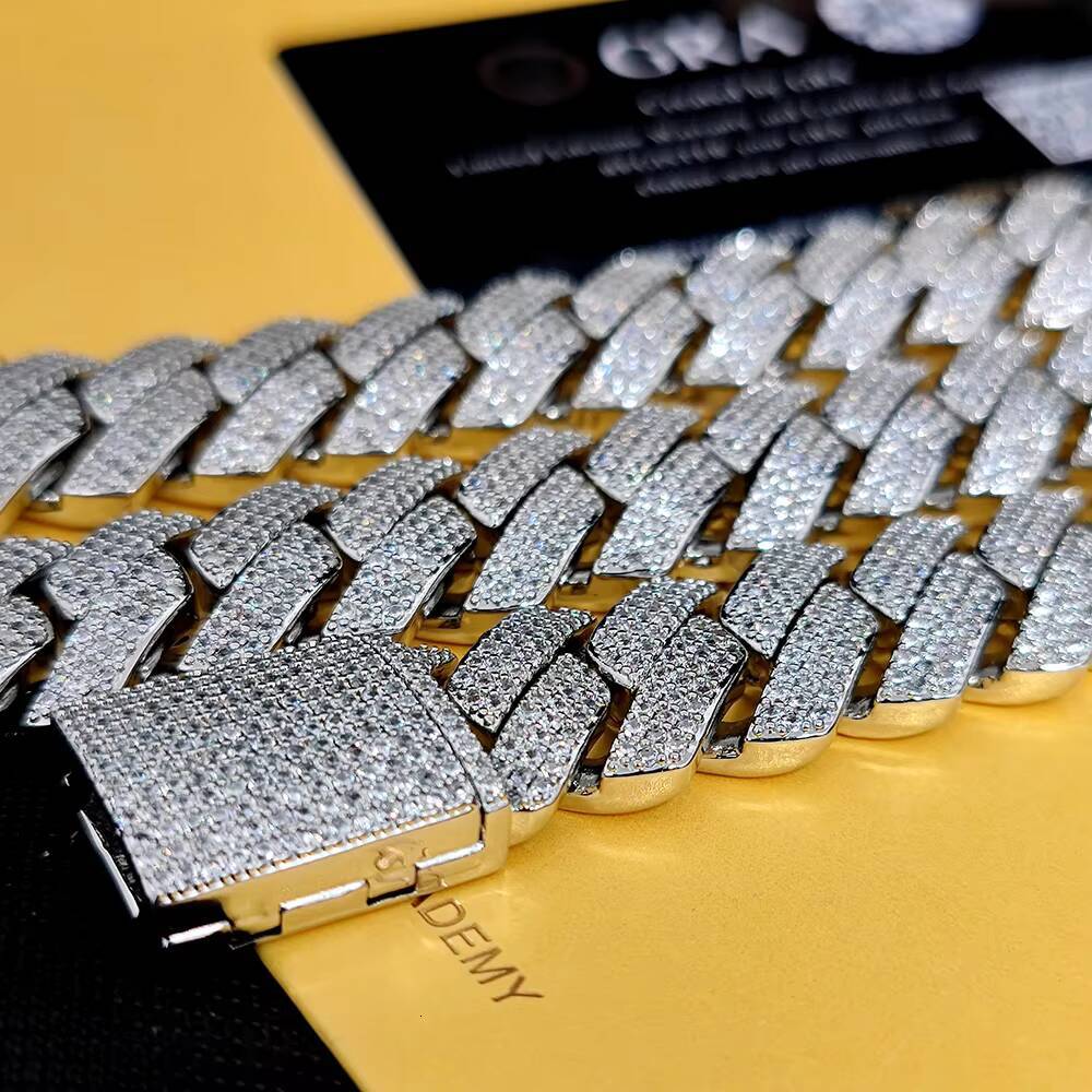 NUOYA High Quality 925 Sterling Silver Cuban Necklace Hip Hop Jewelry Shiny VVS Diamond Prong Miami Cuban Link Chain for Women