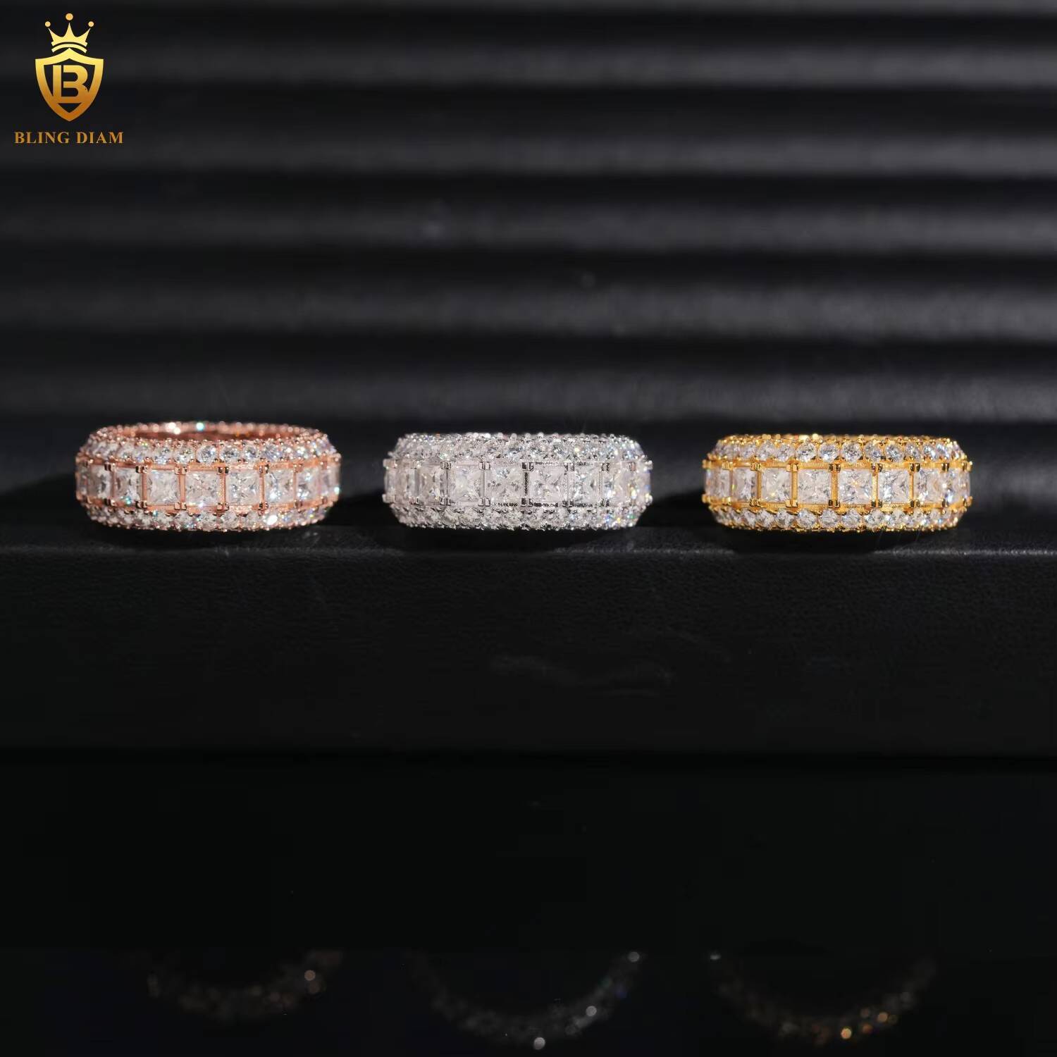 Rapper Rings for Men Hip Hop Style Jewelry 925 Sterling Silver Square Stone Design With Vvs Moissanite Iced Out Diamond