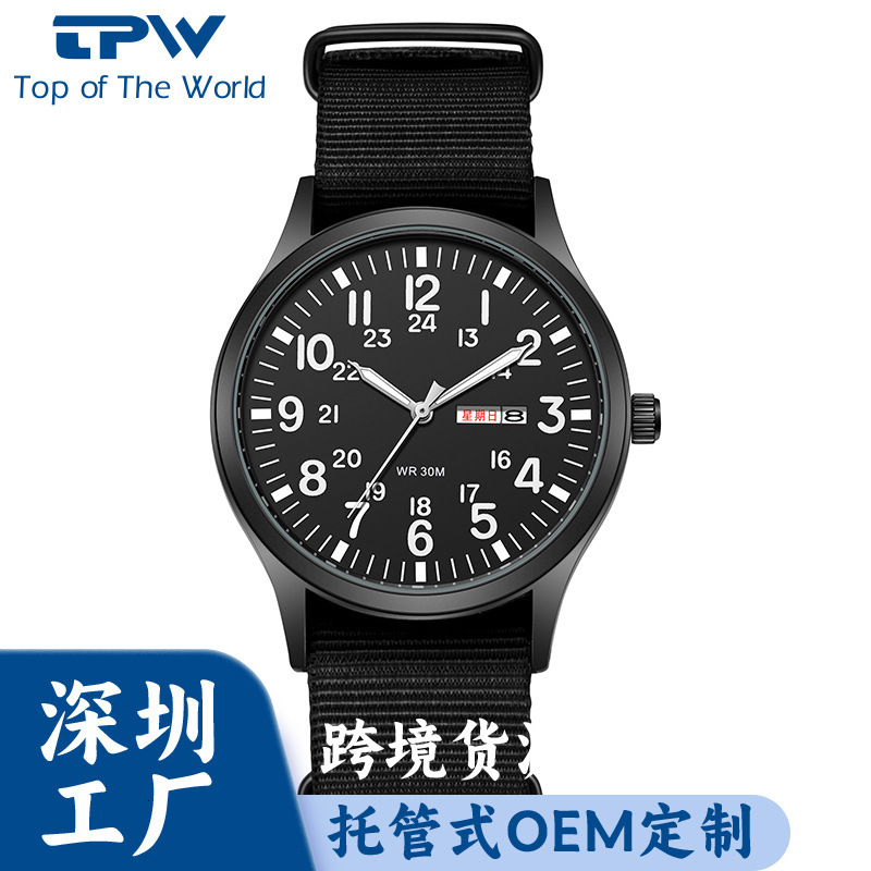 2024 New TPW Fashion Watch Mens Nylon Quartz Watch with Luminous Weave Calendar Day Display260304