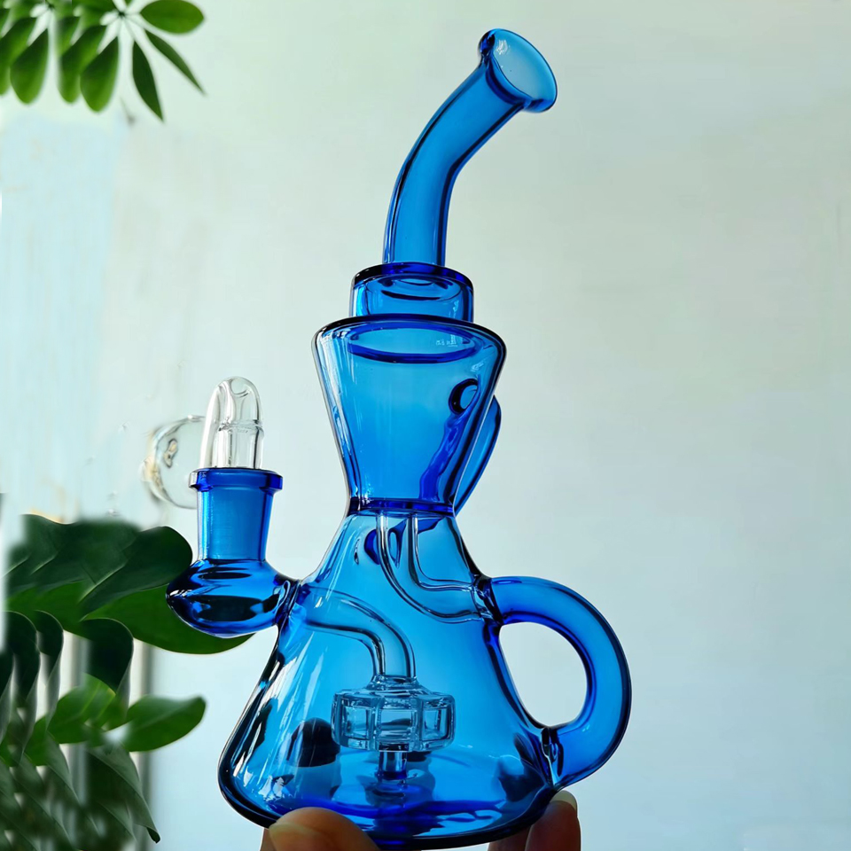 Blue Glass Bongs Arm Tree Perc Smoking Accessory Hookahs Shisha Percolator Water Pipe Thick Glass water bongs Bubbler with 14mm