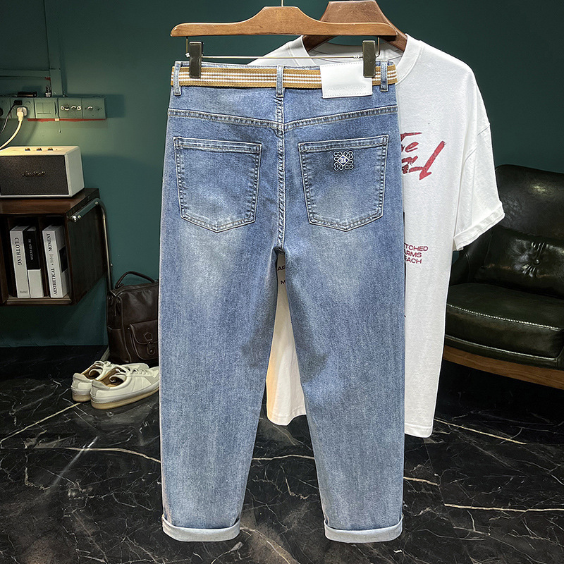 2026 New Slim Fit Men's Jeans Elastic Tapered Loose Pants Straight Cut Designer Loose Fit Business Harem Cut Luxury Pants Fashionable And Versati