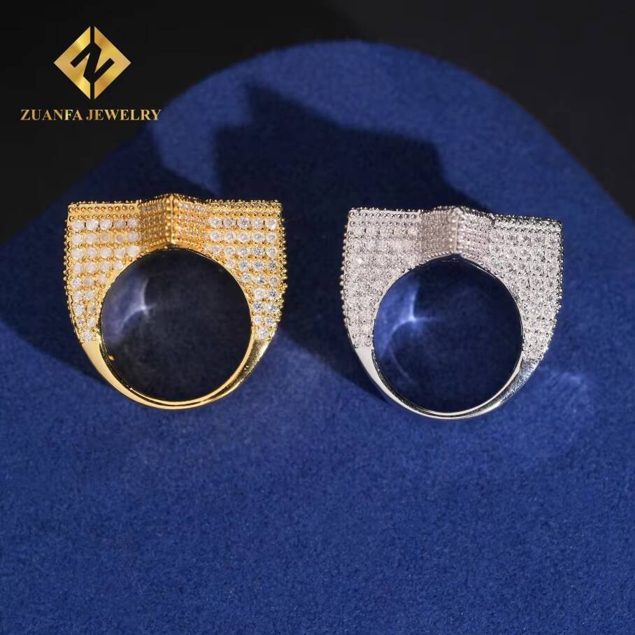 Fine Jewelry Fully Iced Out Diamond Hip Hop Rapper 925 Silver Gold Plated Moissanite Star Rings for Men