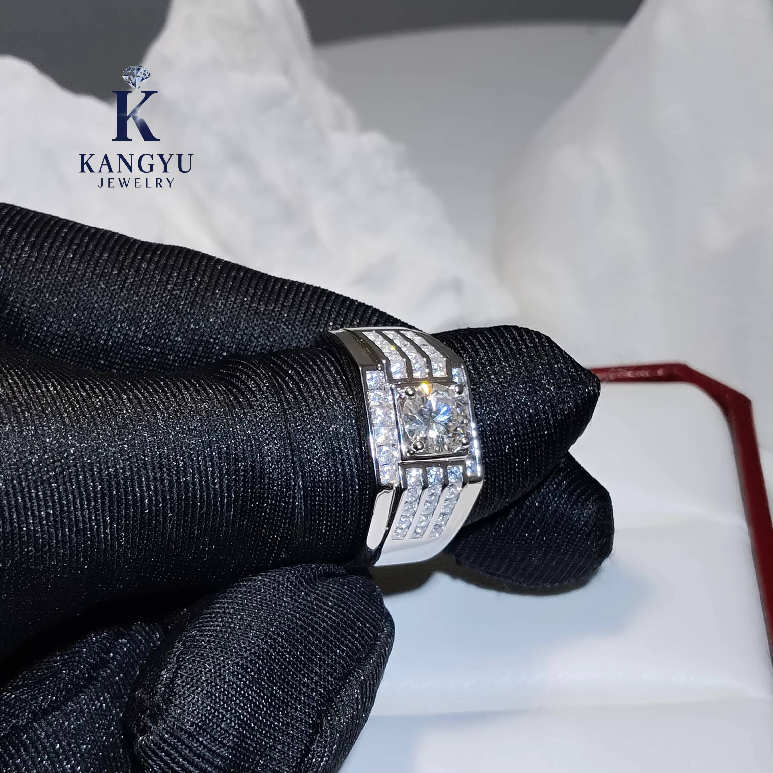 Mens 925 Sterling Silver Moissanite Ring Hip Hop Style Iced Out Bling Passes Diamond Tester