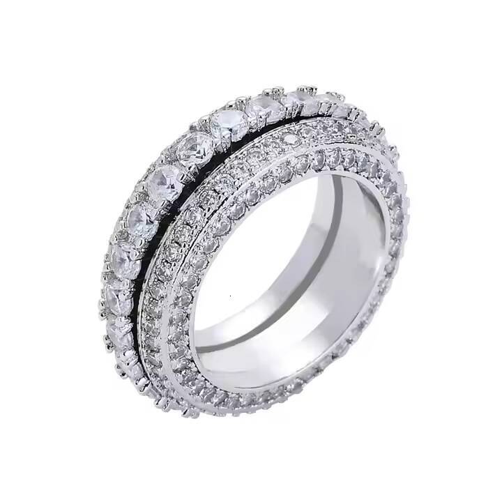 Luxury 925 Sterling Silver Moissanite Wedding Ring Hip Hop Style Sparkling Diamond Jewelry Bold Fashion Statement Eye Catching