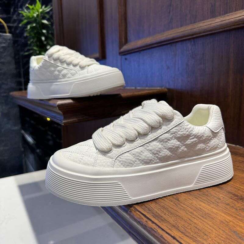 Winter New Style Lace-Up Fleece-Lined Fashionable Versatile Thick-Soled Sneakers Men's Casual Comfortable Trendy White Shoes