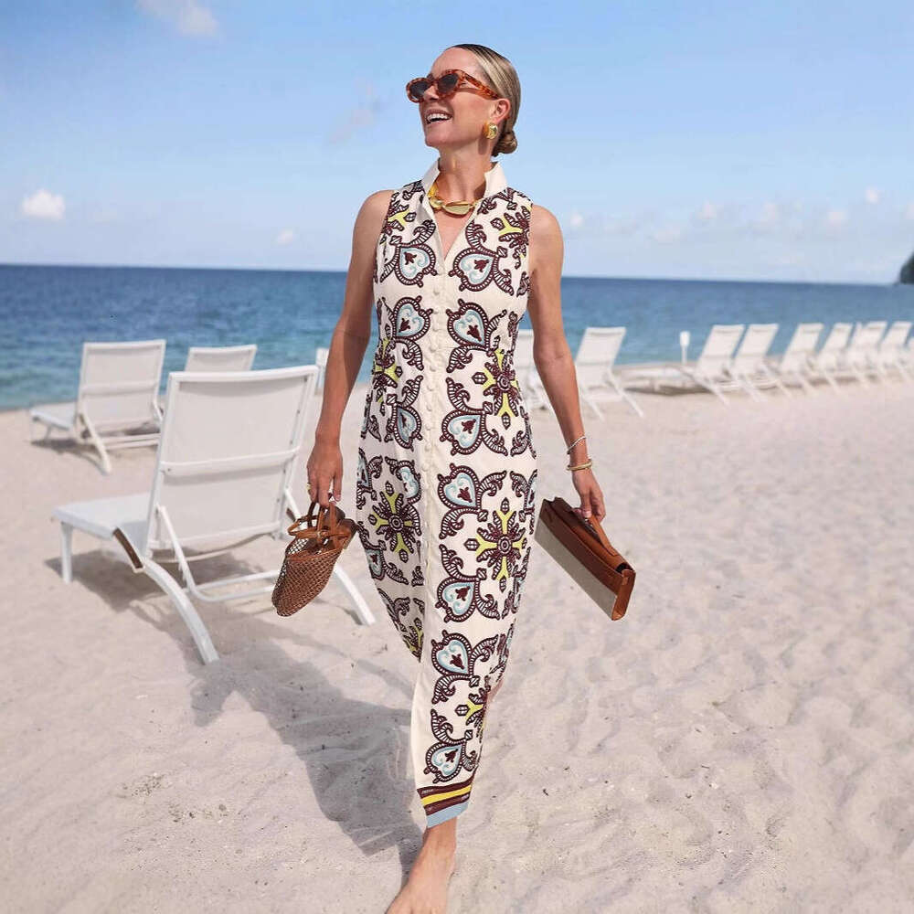 Elegant Ribbed Knit Maxi Dress Crew Neck Sleeveless Button Slim Bodycon Party Casual Fashion Dress MAKOUFEI